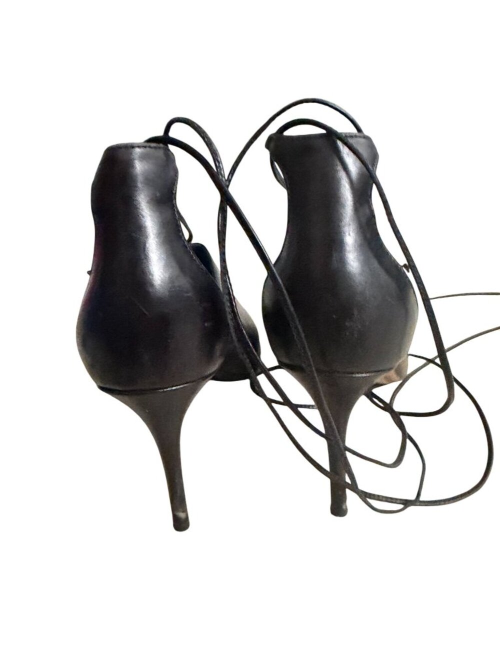 MICHAEL KORS COLLECTION Black Leather Laceup Sandals Heels Size 39 / US 9 - Picture 7 of 12